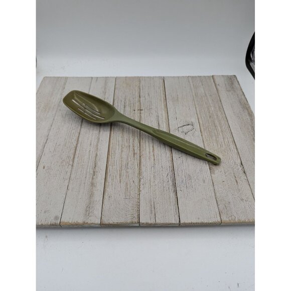 Vintage Foley #2 Olive Green Nylon Plastic Slotted Spoon 11" - Picture 1 of 7